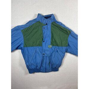 Luhta Mens Colorblock Bomber Jacket L Blue & Green Nylon Made In Finland